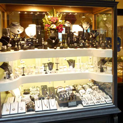 Garages for trucks lit by floodlights